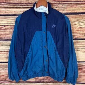 Vintage 1990s Nike White Tag Dark Blue Windbreaker Jacket